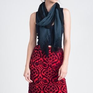 Hand Dyed Silk Blend Scarf in Black Ombre - NEW!